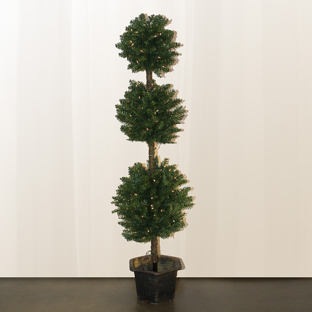 Spruce Ball Topiary With Clear Lights "Ships Free"
