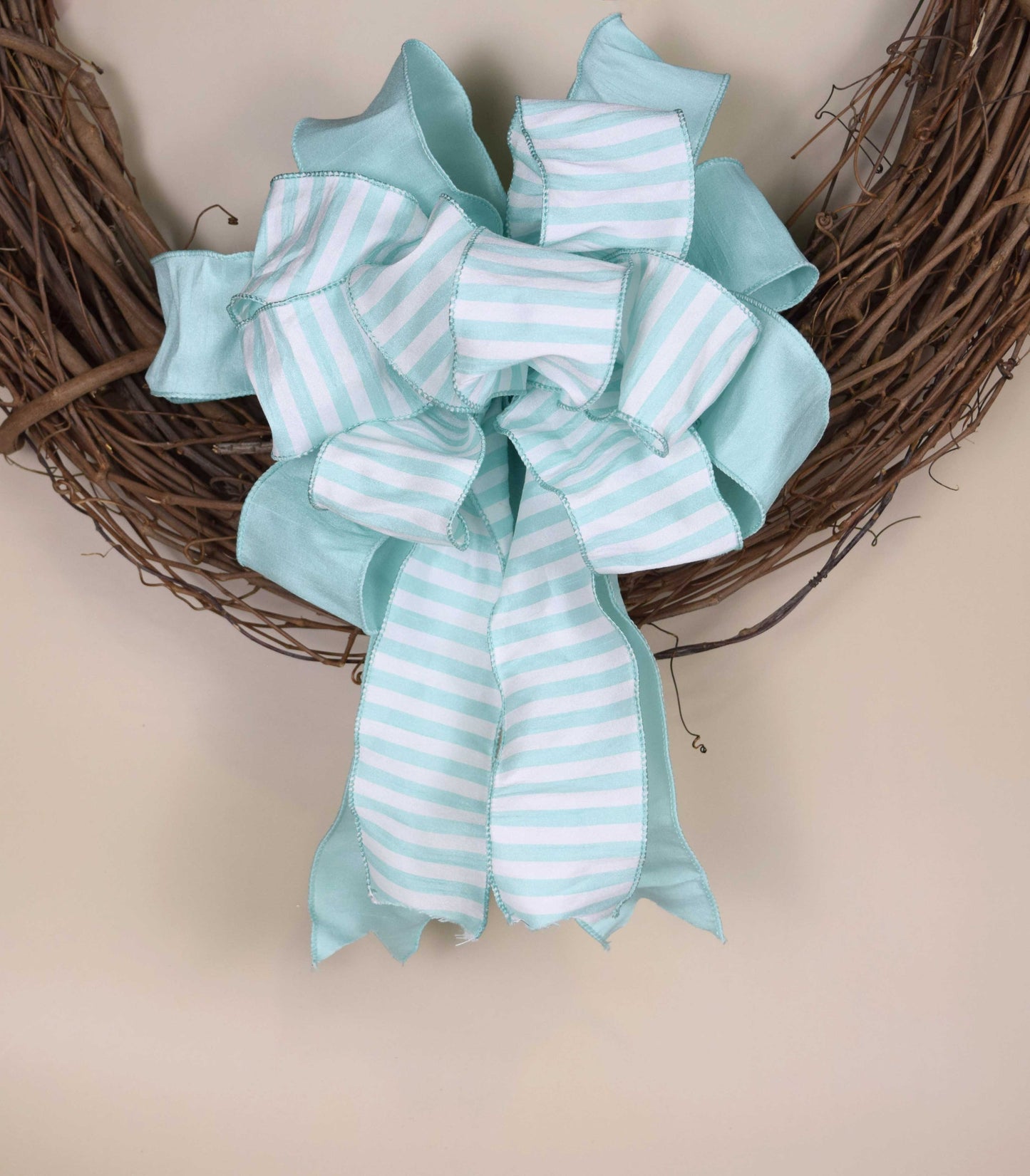 Aqua Mint Striped Bow