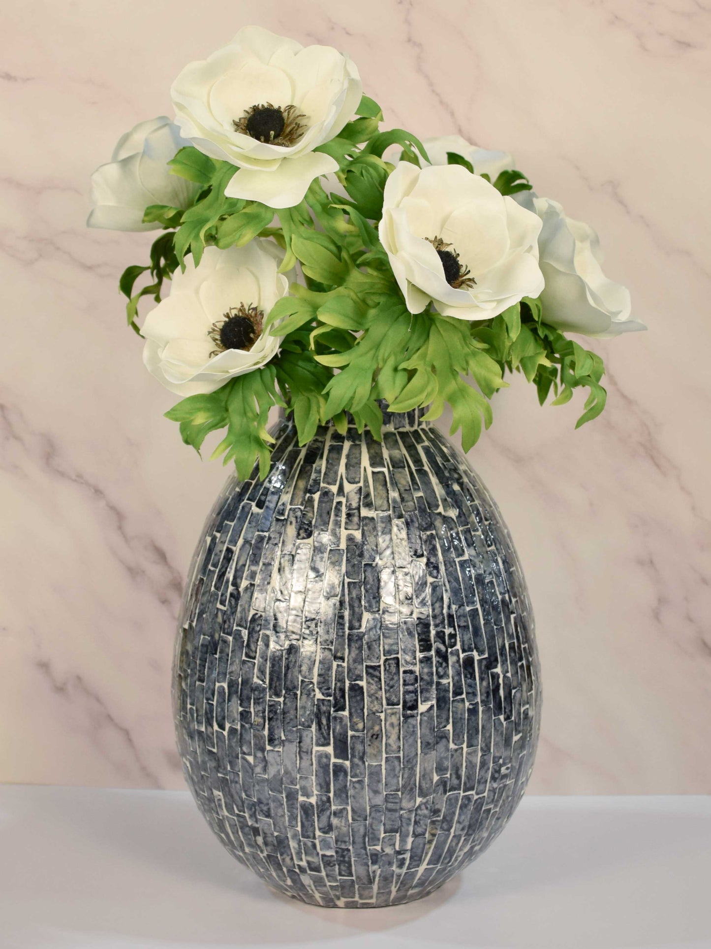 White Anemone Silk Floral 22" Pick