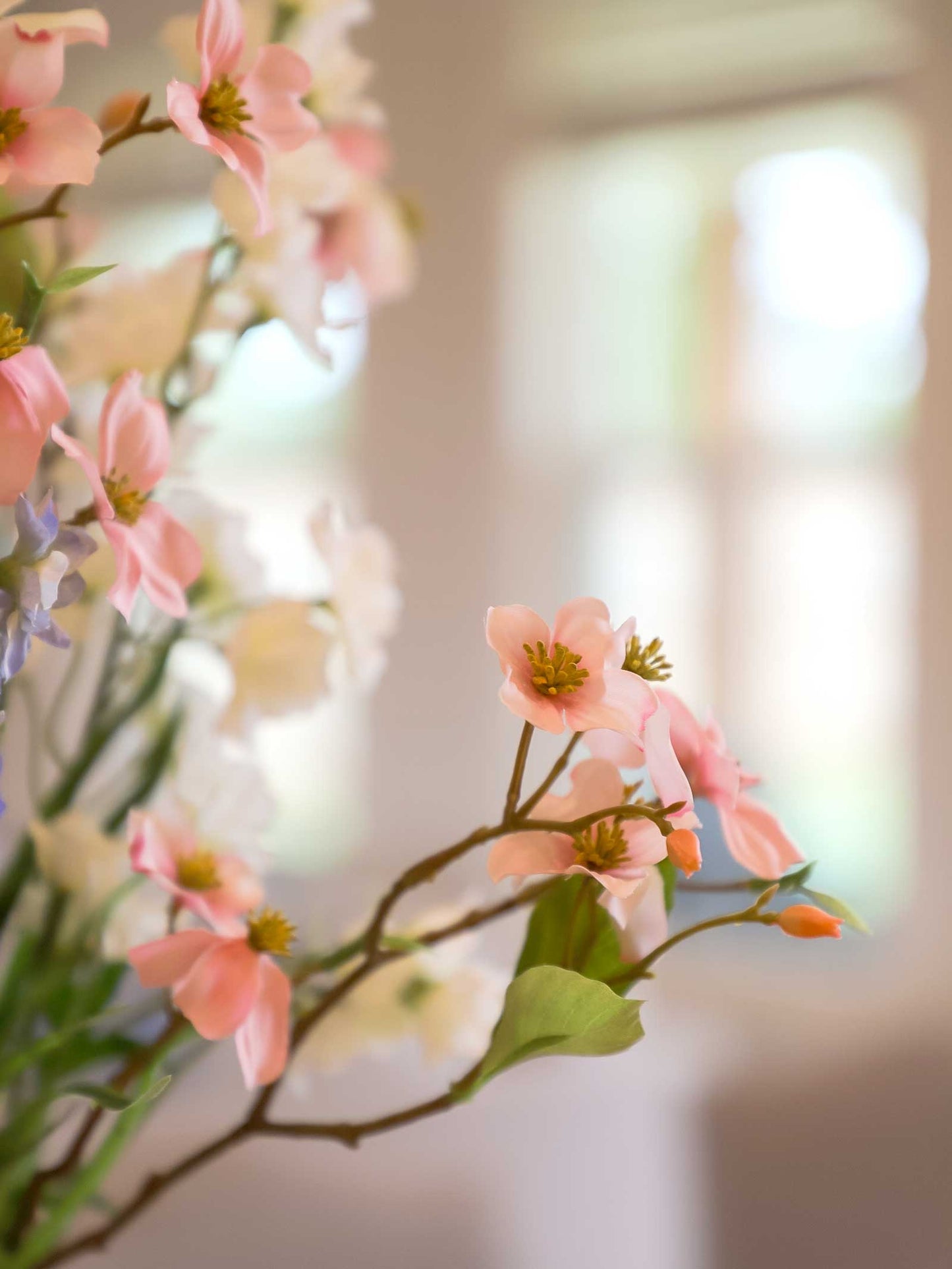 Light Pink Dogwood Branch Silk Floral 31" Pick