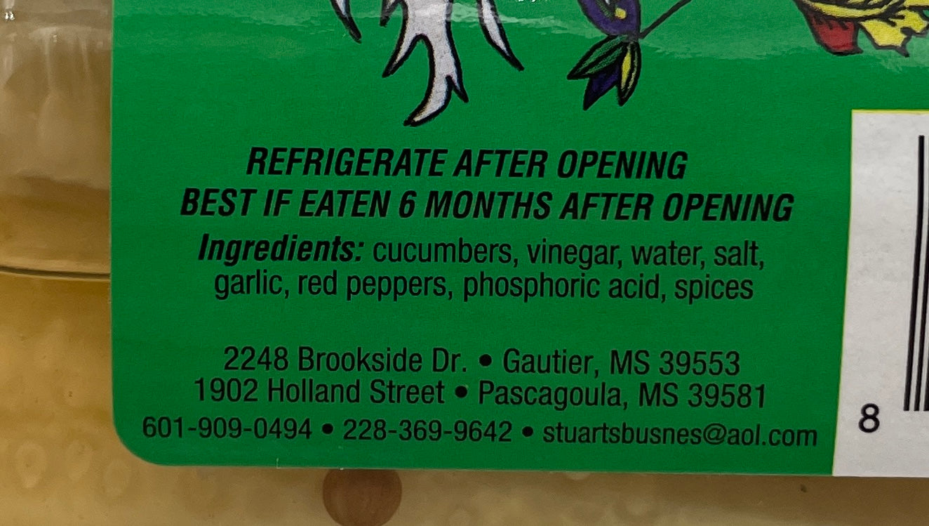 Pickles, Cajun Pickles, Quart