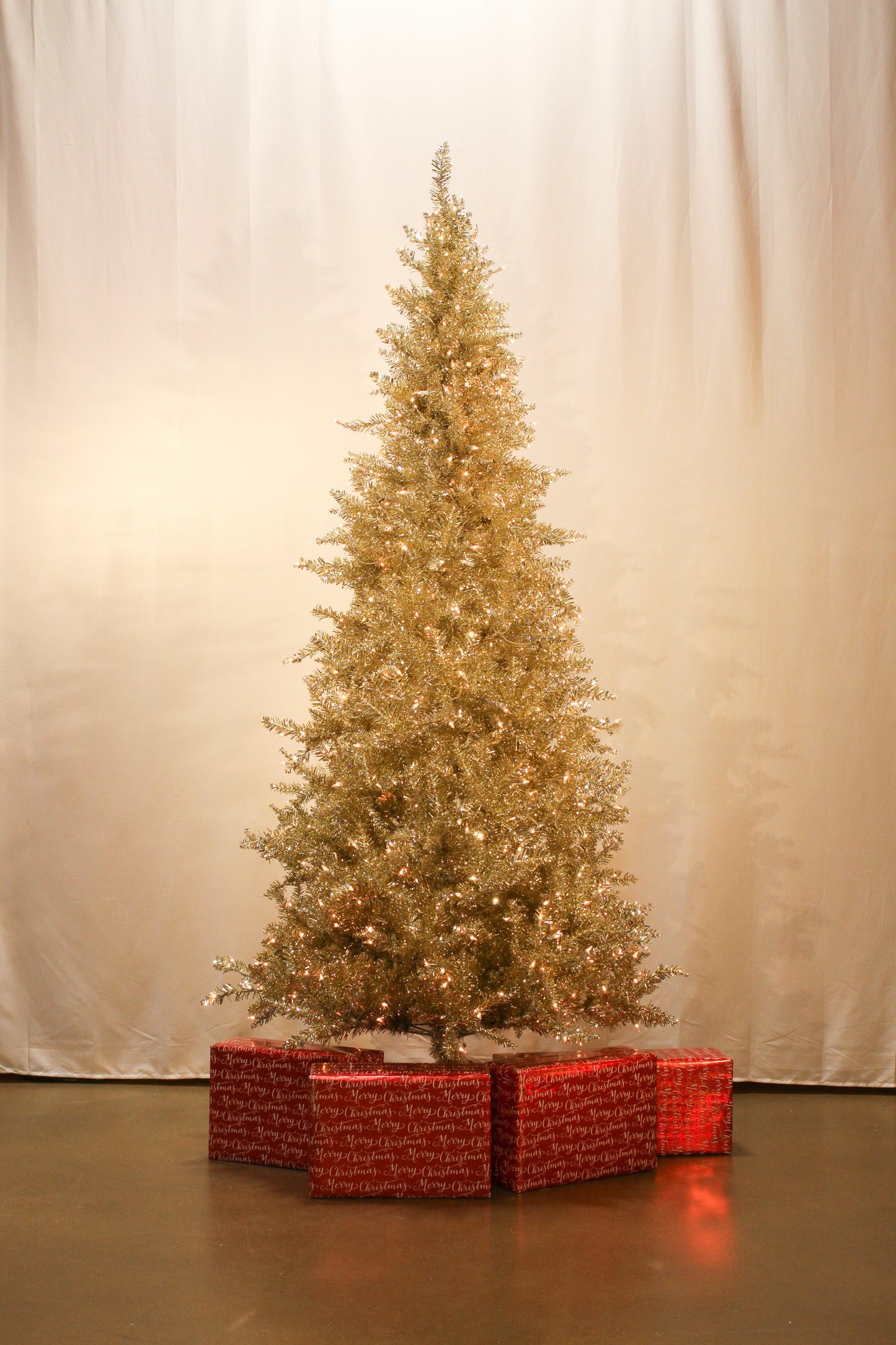Tinsel Tree Champagne With Clear Lights "Ships Free"