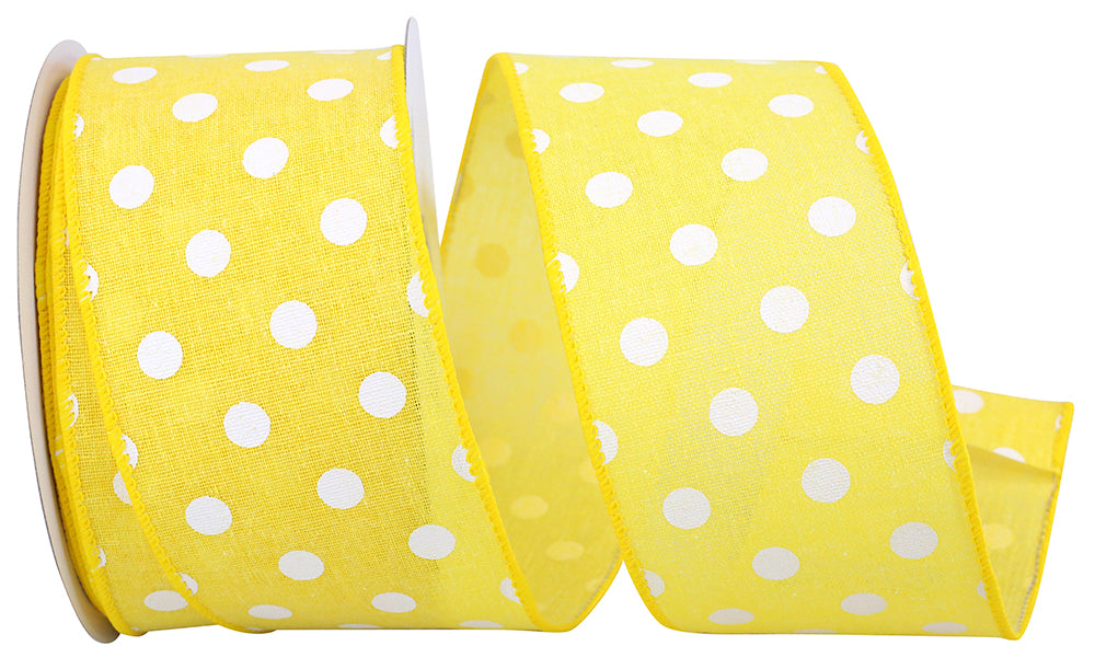 Yellow Dot Linen 2.5" Ribbon