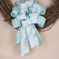 Aqua Mint Striped Bow