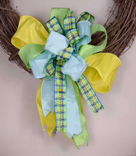 Blue, Green, and Yellow Bow