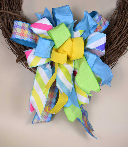 Rainbow Stripe Bow