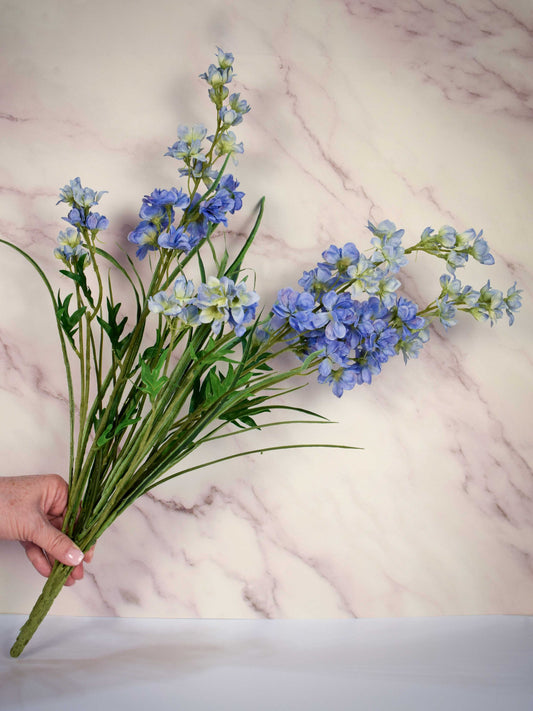 Blue Delphinium Silk Floral 24.5" Pick