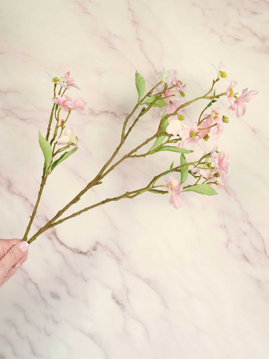 Light Pink Dogwood Branch Silk Floral 31" Pick