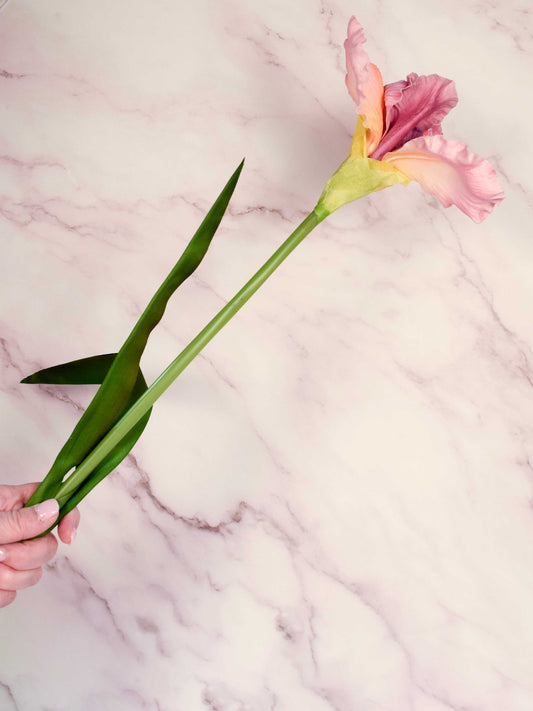 Real Touch Pink Iris Silk Floral 30.5" Pick