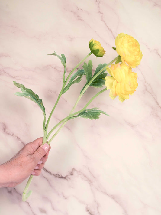 Yellow Ranunculus Silk Floral 20" Pick