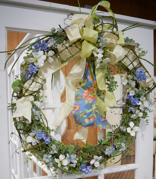 Green & Blue Spring Wreath