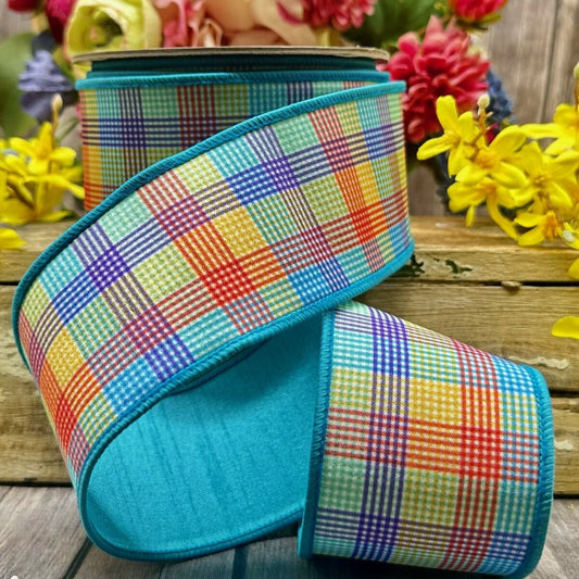 Rainbow Plaid 2.5" Dupioni Ribbon