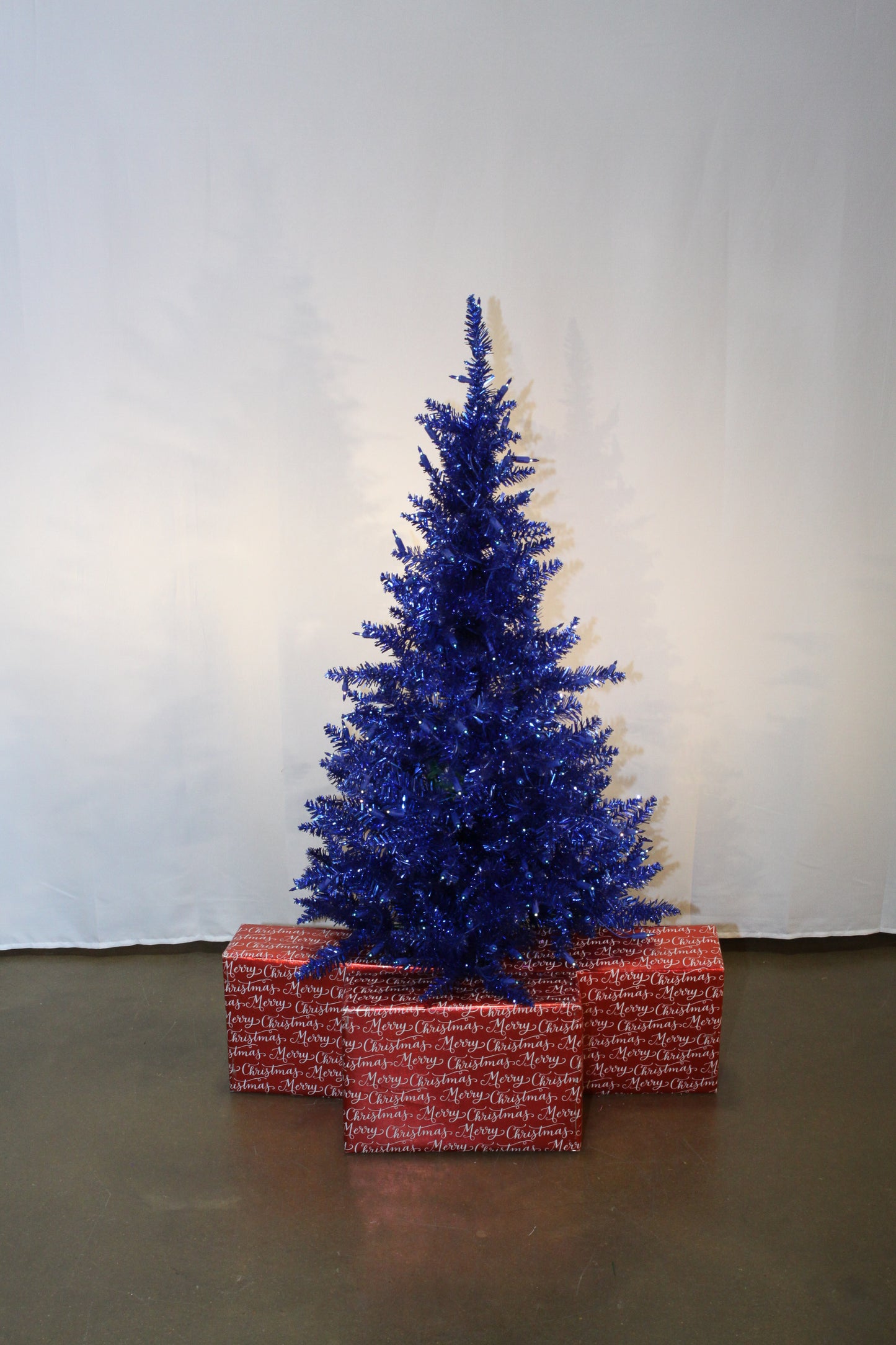 Tinsel Tree Blue With Blue Lights "Ships Free"