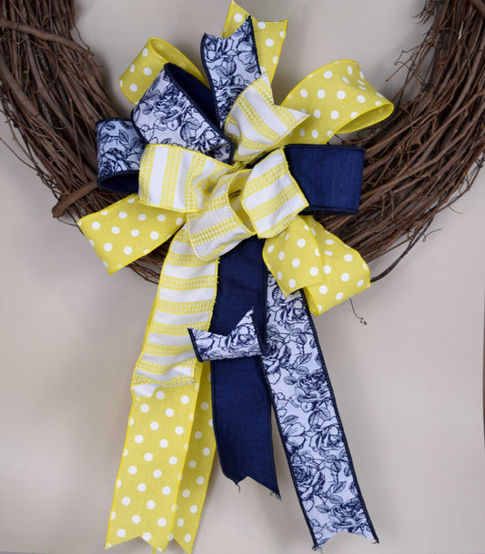 Yellow & Navy Bow