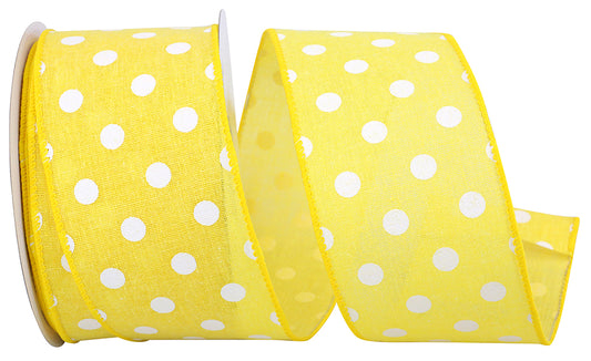 Yellow Dot Linen 2.5" Ribbon